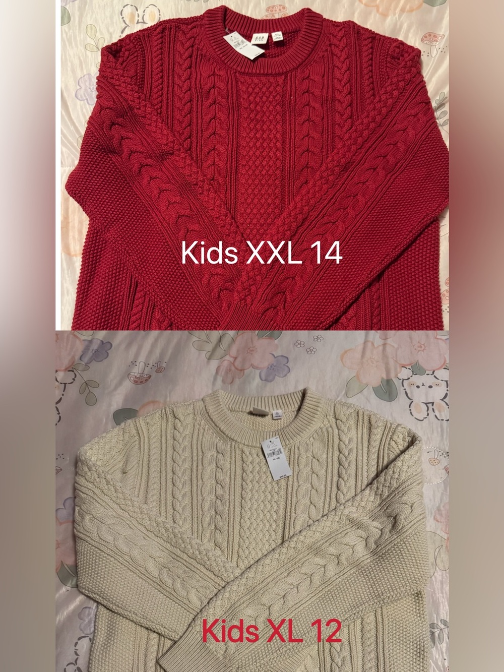 BRAND NEW GAP Cable Knit Crewneck Sweaters in Red and Cream ( 2 pieces)